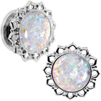 Handcrafted White Faux Opal Mandala Screw Fit Plug Set Sizes 8mm to 20mm