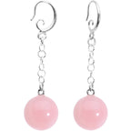 Handcrafted Pink Quartz Jawbreaker Dangle Fishhook Earrings