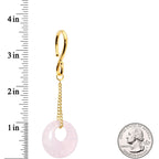 Handcrafted Gold Tone Pink Rose Flower Quartz Donut Chain Ear Weights