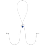 Blue Dangle Necklace Nipple Chain Created with Crystals