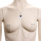 Blue Dangle Necklace Nipple Chain Created with Crystals