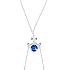 Blue Dangle Necklace Nipple Chain Created with Crystals