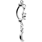 Handcrafted Hollow Moon Star Double Mount Reversible Belly Ring