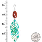 Handcrafted Goldstone Green Leaves Fishhook Dangle Earrings