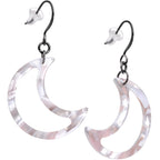 Handcrafted Gunmetal Plated Crescent Moon Fishhook Dangle Earrings