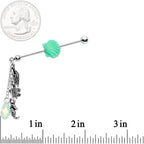 Mermaids Treasure Industrial Barbell Created with Crystals