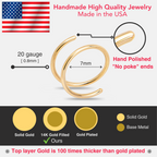 3Pack Double Hoop Nose 14k Gold Filled and 925 Silver Spiral Nose Rings 20G 8mm Right