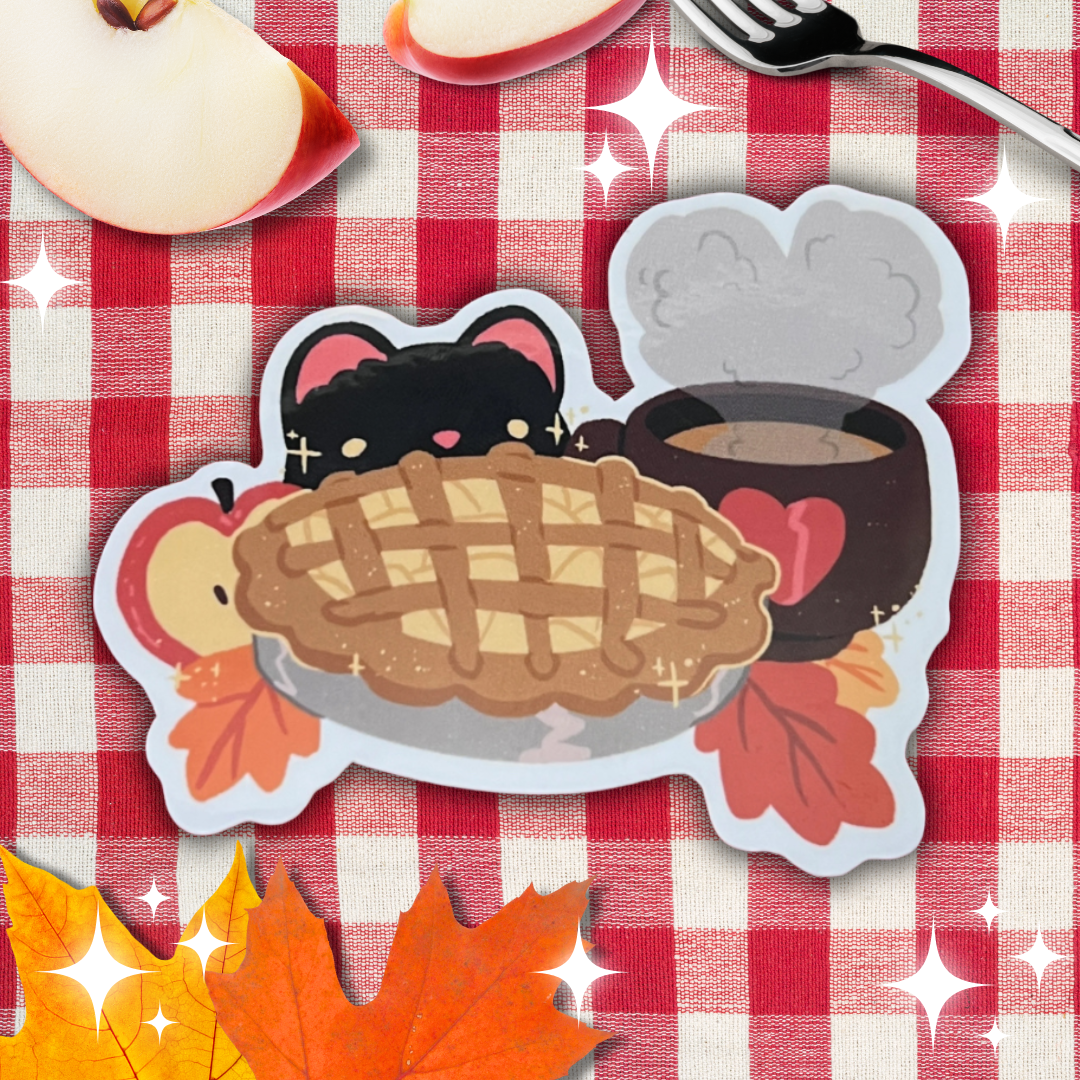 Autumn Cat Scene ~ Sticker