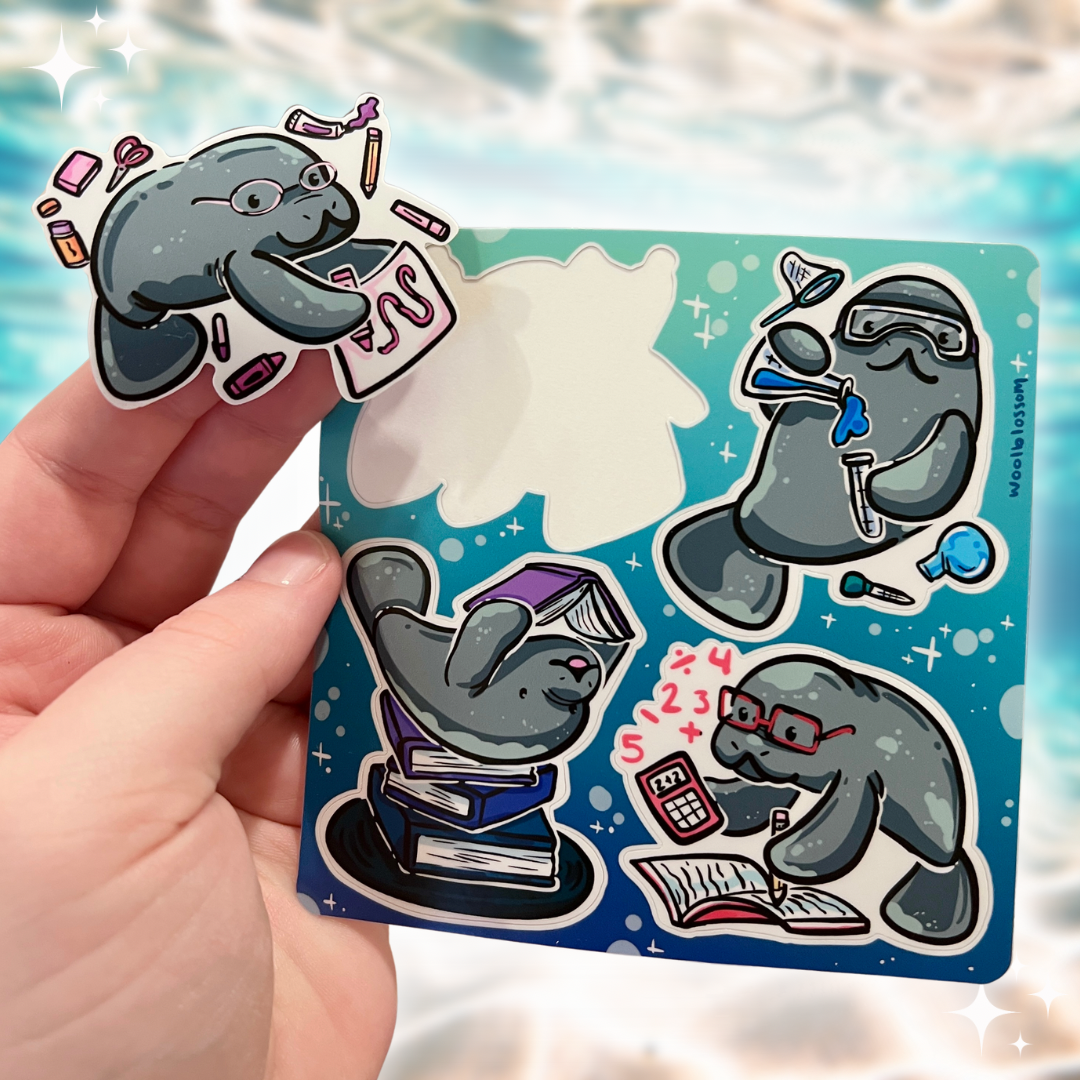 School Subject Sea Manatees ~ Sticker Sheet