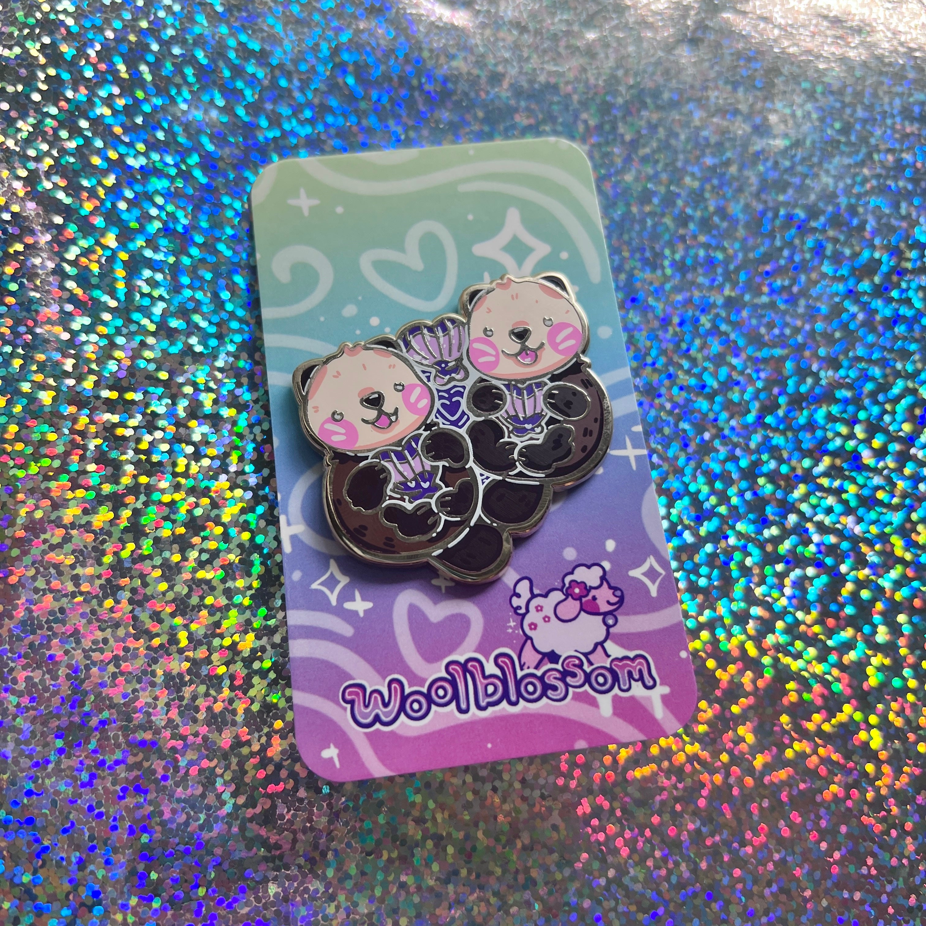 Floating Otter Couple ~ Enamel Pin