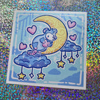 Moon Bedtime Opossum ~ Shimmer Print