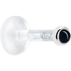 Solid 14K White Gold 2mm Genuine Onyx Bioplast Push in Labret