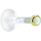 Solid 14K Yellow Gold 2mm Genuine Aventurine Quartz Bioplast Push in Labret