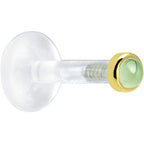 Solid 14K Yellow Gold 2mm Genuine Peridot Bioplast Push in Labret
