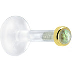 Solid 14K Yellow Gold 2mm Genuine Labradorite Bioplast Push in Monroe