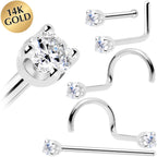 14k White Gold 2mm Lab Grown Diamond Nose Ring