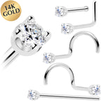 14k White Gold 2mm Moissanite Nose Ring