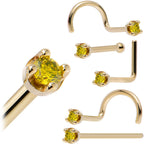 14k Yellow Gold 2mm Lab Grown Yellow Diamond Nose Ring
