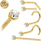 14k Yellow Gold 2mm Moissanite Nose Ring