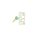 Solid 14K Yellow Gold 2mm Light Blue Synthetic Opal Nose Ring