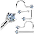 Solid 14K White Gold 1.5mm Genuine Topaz Nose Ring