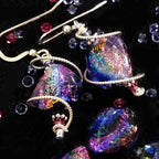 925 Silver Spiral Dichroic Glass Earrings Created with Crystals