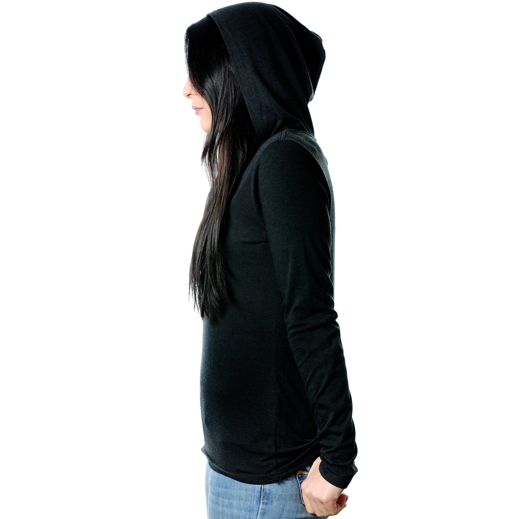 Peace Love & Piercings Black Tapered Long Sleeve Hoodie