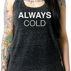 Always Cold Black Gray Cosmic Twist Back Tank Top