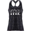 Pretty in Ink Black Gray Cosmic Twist Back Tank Top