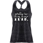 Pretty in Ink Black Gray Cosmic Twist Back Tank Top