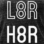 L8R H8R Black Gray Cosmic Twist Back Tank Top