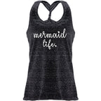 Mermaid Life Black Gray Cosmic Twist Back Tank Top