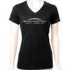 Body Candy Logo Tapered Black V-Neck Tee Shirt 100% Cotton