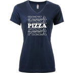 Pizza Pizza Pizza Pizza Pizza Tapered V-Neck Tee Shirt