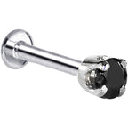16G Solid 14K White Gold 3mm Black Cubic Zirconia Tragus Earring Stud