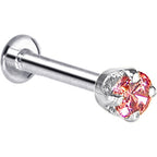 16G Solid 14K White Gold 3mm Salmon Cubic Zirconia Tragus Earring Stud