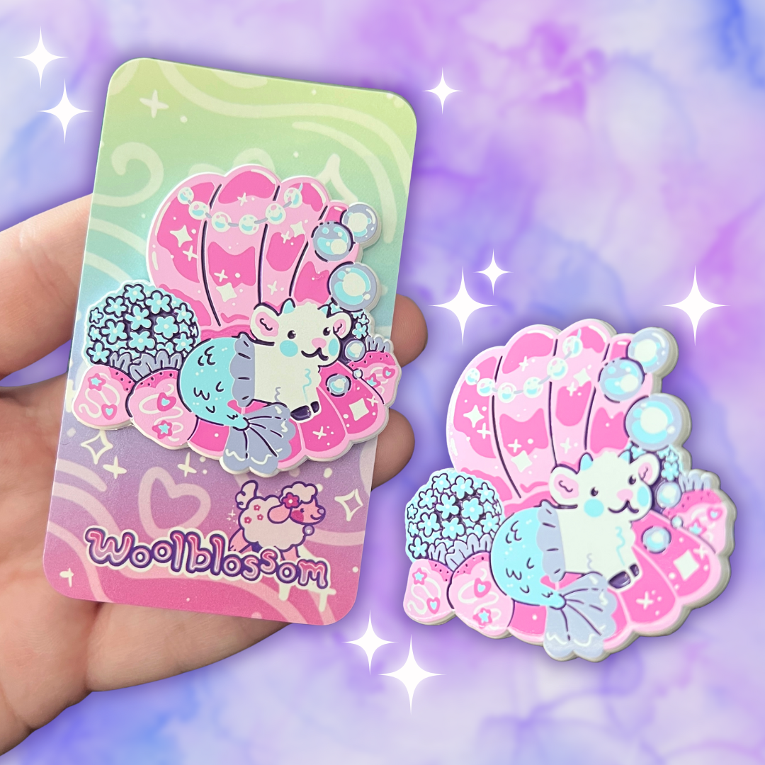 Mer-goat Seashell ~ Enamel Pin