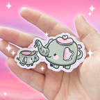 Baby Teacup and Mom Teapot Elephants ~ Sticker