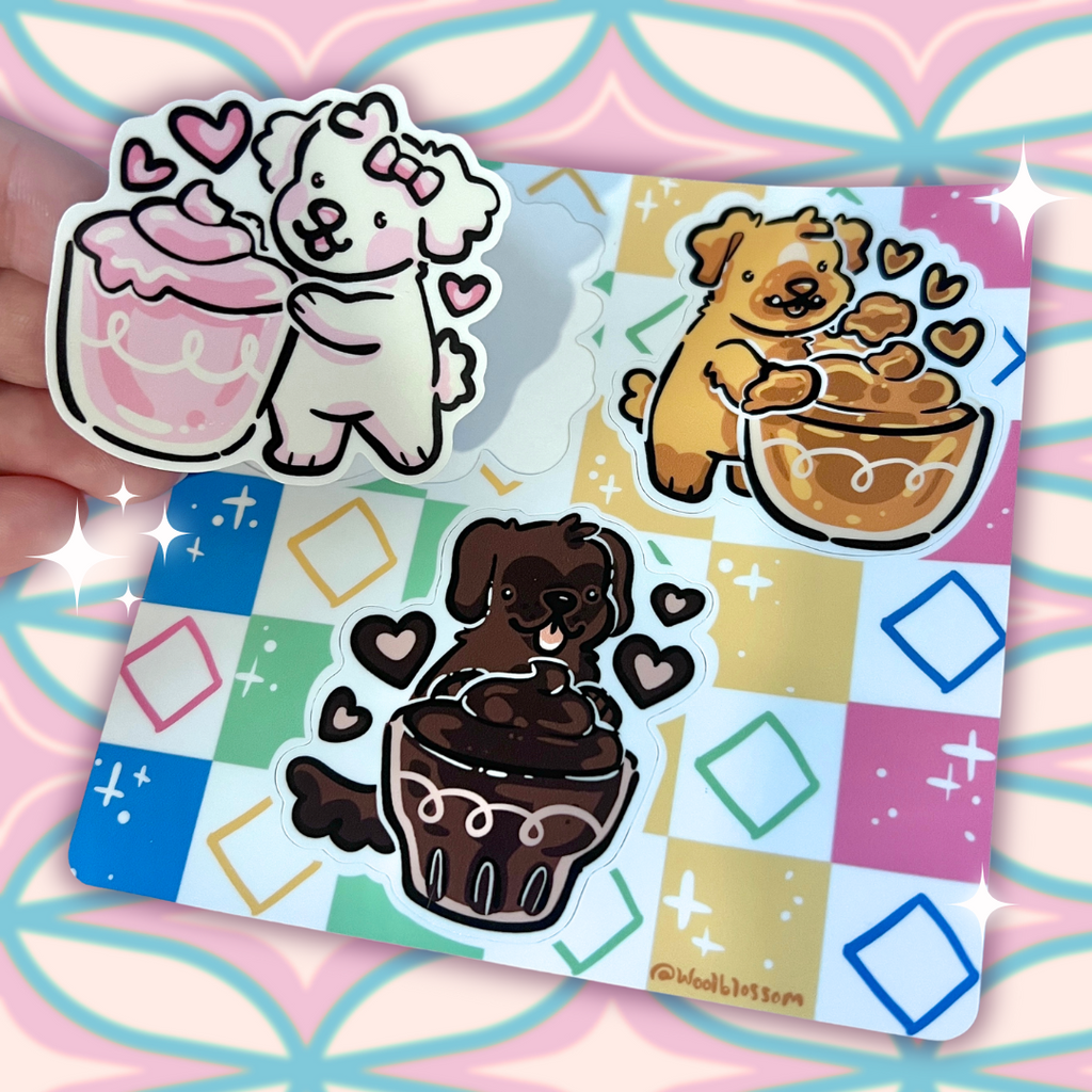 Retro Pudding Puppies ~ Sticker Sheet