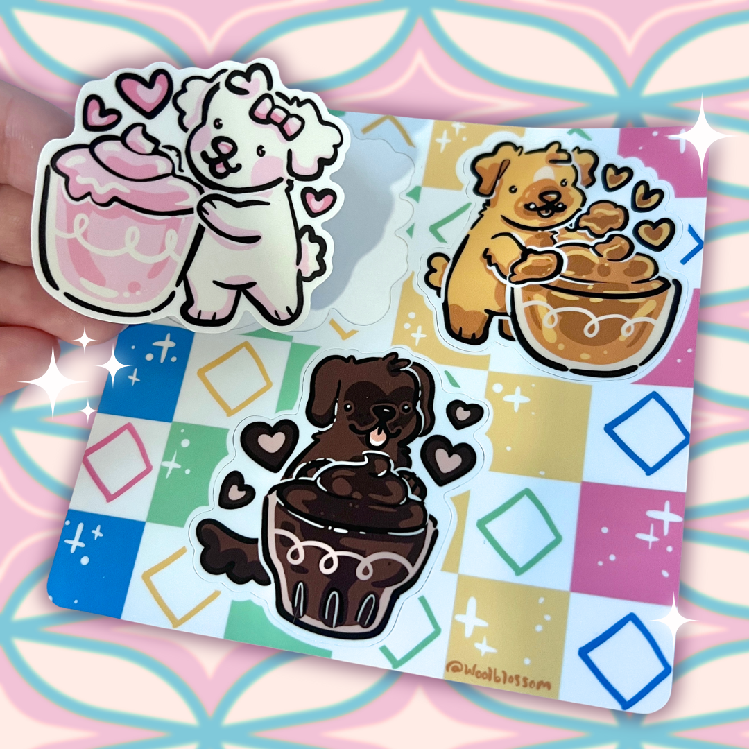 Retro Pudding Puppies ~ Sticker Sheet