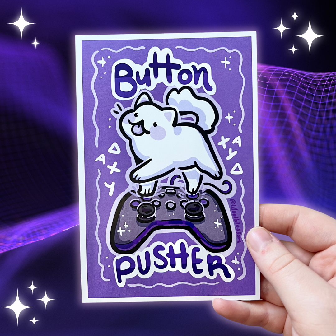 "Button Pusher" Cat ~ Print