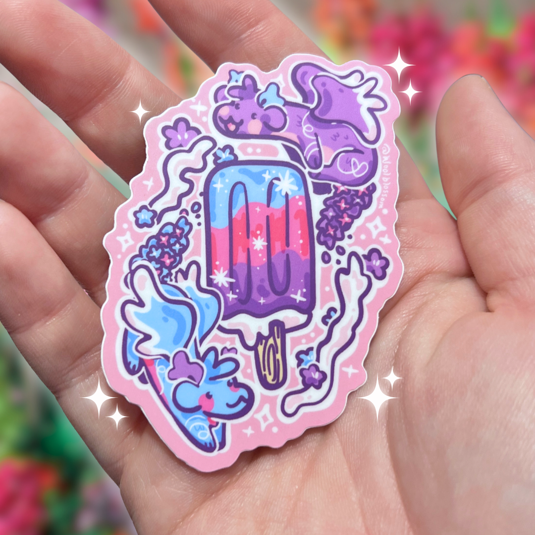 Flower Popsicle Dragons ~ Sticker
