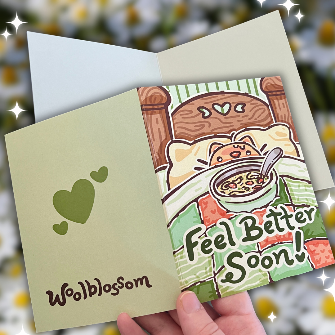 Feel Better Soon! Soup Cat ~ Greeting Card