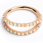 16G 3/8 Solid 14K Yellow Gold Synthetic Opal Hinged Segment Ring