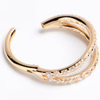 16G 3/8 Solid 14K Yellow Gold Clear CZ Gem Hinged Segment Ring