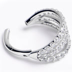 16G 5/16 Solid 14K White Gold Clear CZ Gem Row Hinged Segment Ring