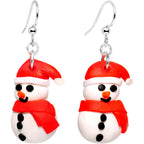 Silver Plated Bundled Up Christmas Snowman Fishhook Earrings