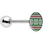 Green Red Christmas Sweater Barbell Tongue Ring