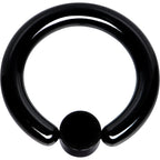 8G 1/2 White Faux Opal 5mm Disc Black IP BCR Captive Ring