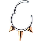 16G 3/8 Rose Gold Tone Spike Punk Hinged Segment Ring